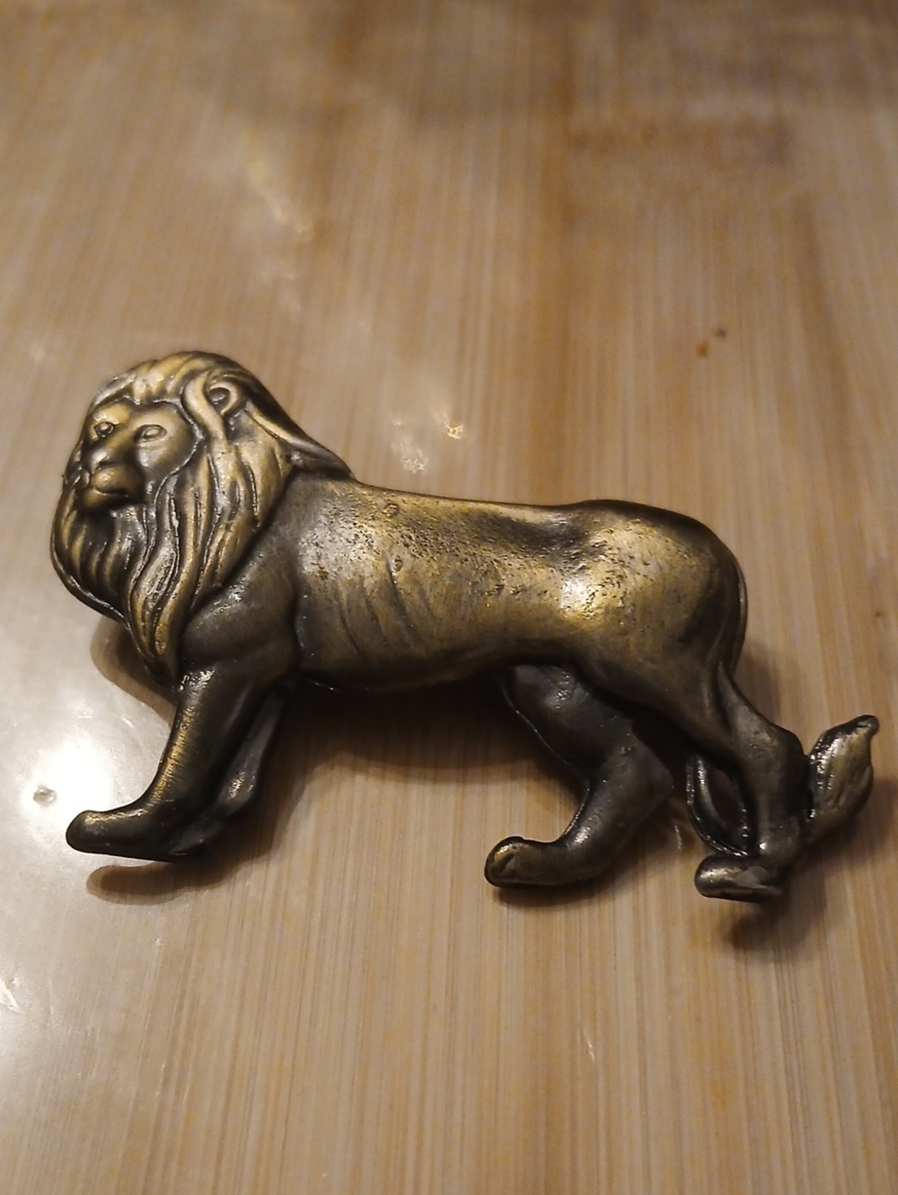 Antique Brass Lion Brooch Decorative Accent - Brass Finish
